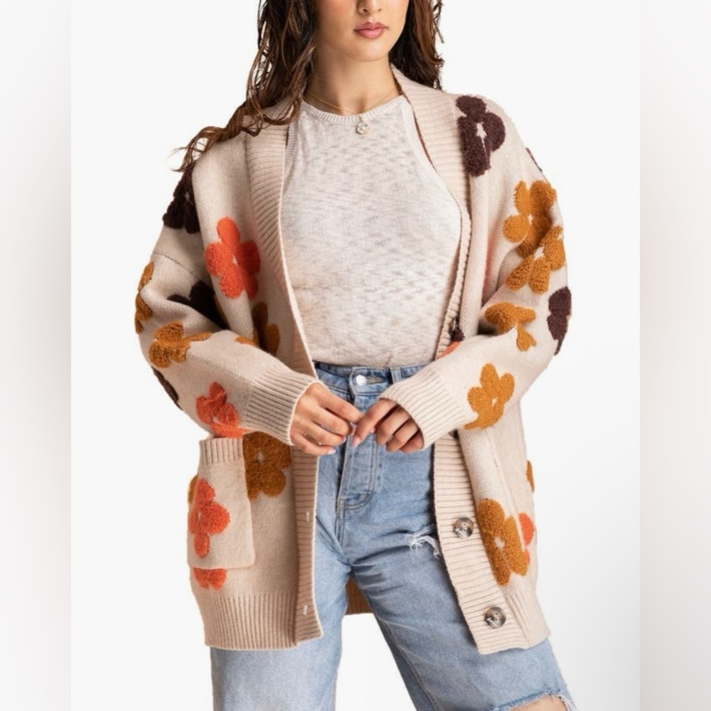 SAACHI Floral Print Button Front Cardigan